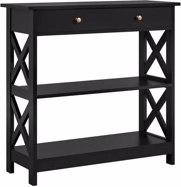 KORVIXA Modern Black Console Table with Drawer, W/D/H: 80 x 30.48 x 79.98 cm