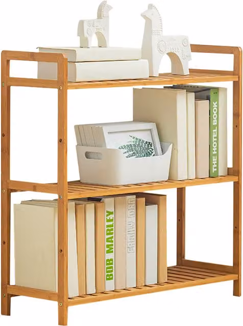 Kidkid Minimalist Bamboo Bookcase and Display Shelf for Children, Brown, W/D/H: 68 x 30 x 71 cm