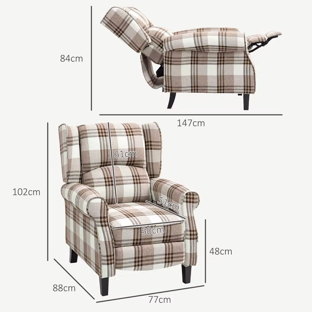 STILVORA Brown Fabric Recliner Armchair with Integrated Ottoman and Multi-Position Glide – 4