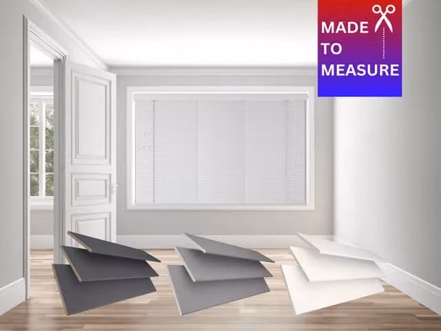 Caecus Made To Measure Faux Wood String Venetian Blind, White, W: 120 cm, H: 113 cm