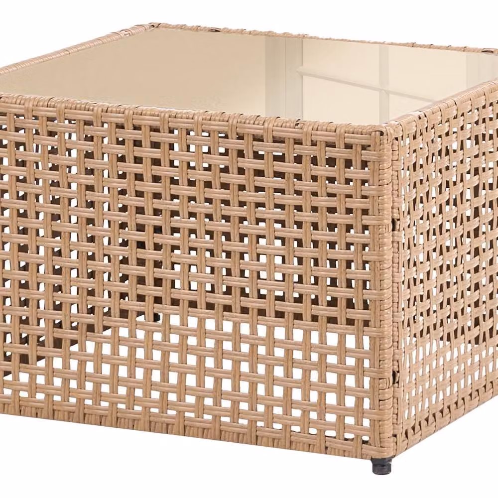 Wyld and Coco Beige PE Rattan Outdoor Coffee Table with Tempered Glass, W/D/H: 66 x 66 x 43 cm – 2