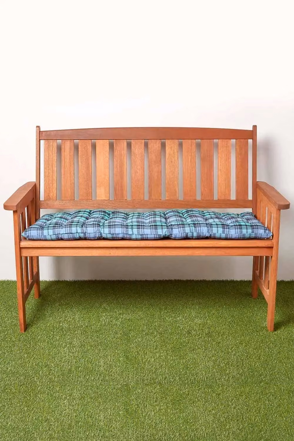Homescapes Green Tartan 2 Seater Garden Bench Cushion, W: 108 cm, D: 42 cm – 4