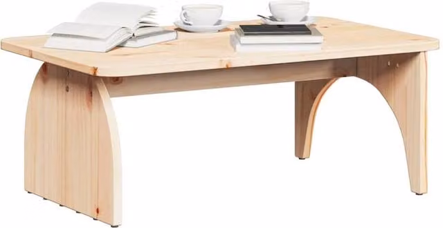 Berkfield Home Traditional Rectangular Coffee Table in Natural Solid Pine Wood, W/D/H: 80 x 50 x 31 cm