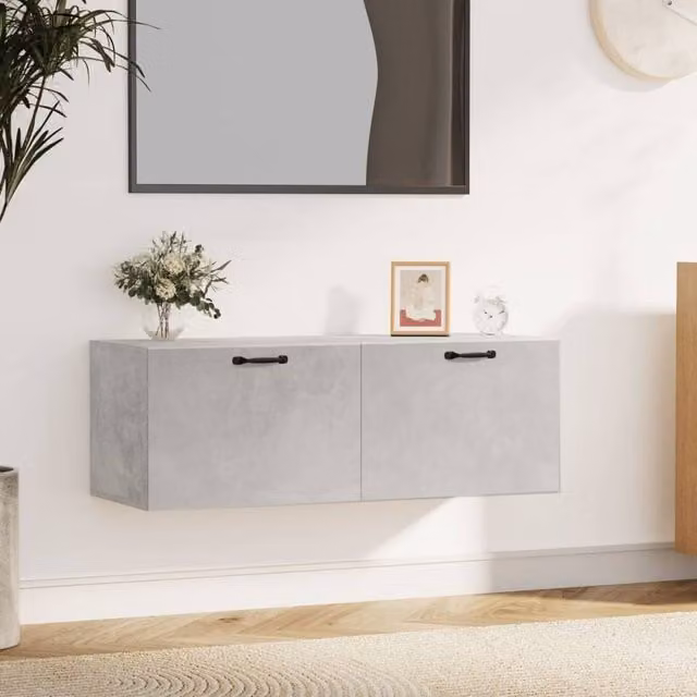 Berkfield Home Wall Mounted Cabinet in Concrete Grey, W: 100 cm, D: 36.5 cm, H: 35 cm – 1