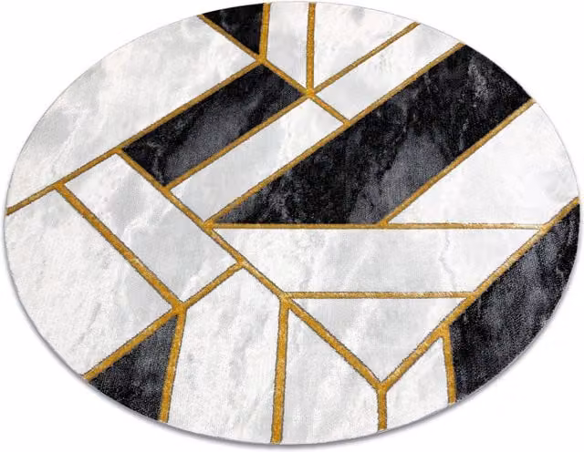 RugsX Emerald Round Geometric Rug in Black, Diameter: 160 cm – 1