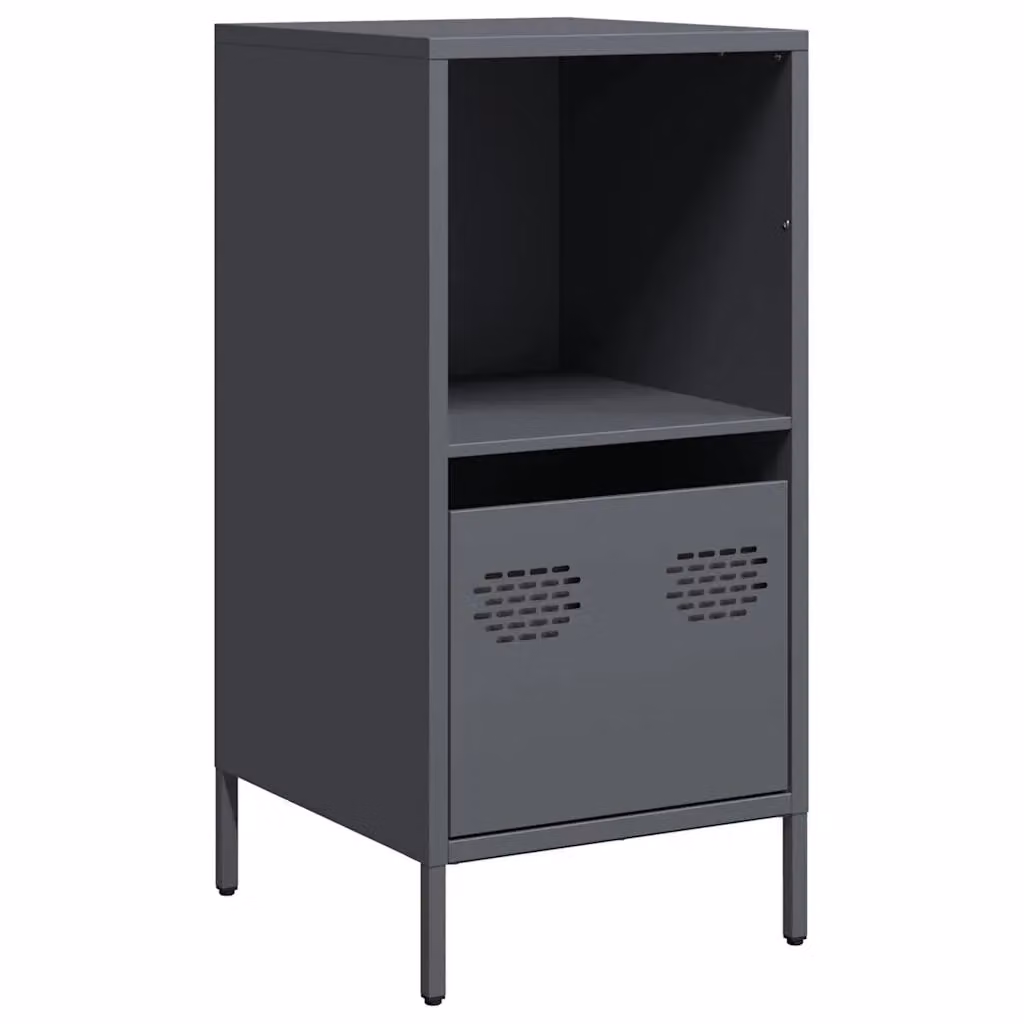 Berkfield Home Anthracite Sideboard in Black Matt Cold-rolled Steel, W/D/H: 35 x 39 x 73.5 cm – 2