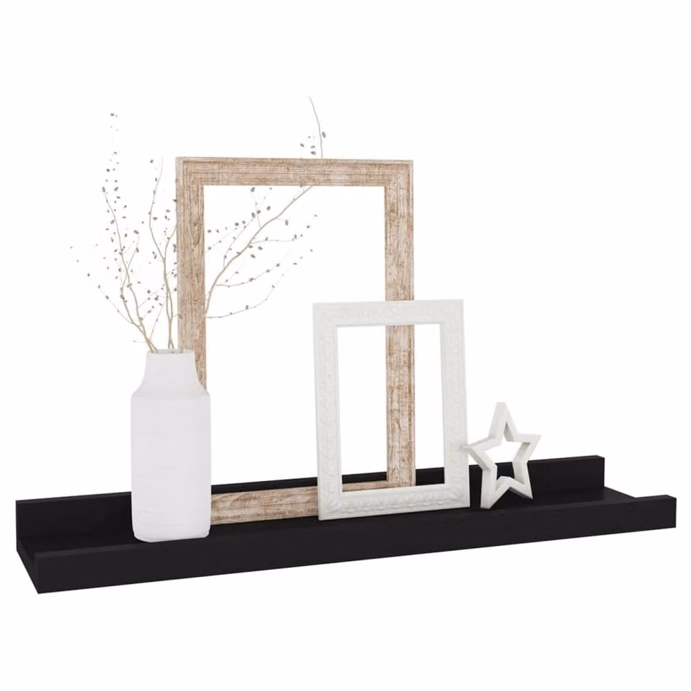 Berkfield Home Wall Mounted Shelves, 4 Piece Set, Black, W: 40 cm, D: 9 cm, H: 3 cm – 3