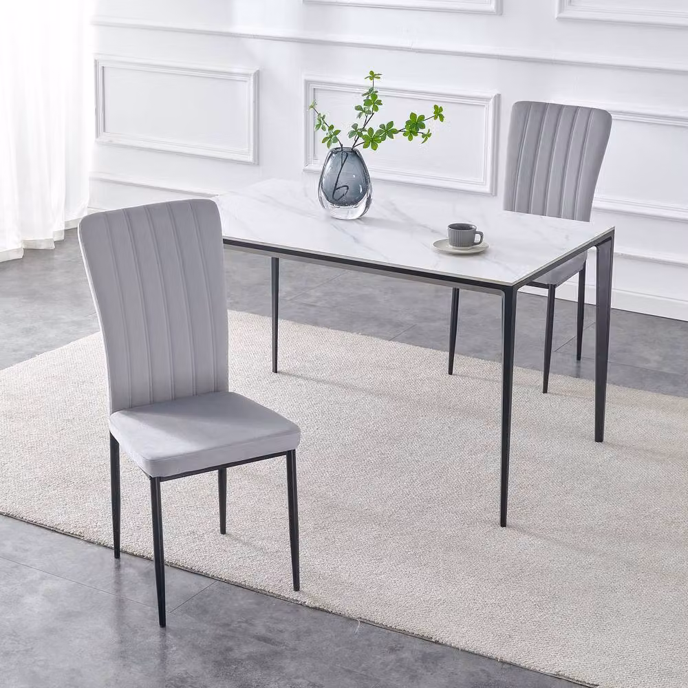 MCC Direct Elle Set of 2 Velvet Upholstered Dining Chairs in Light Grey – 2