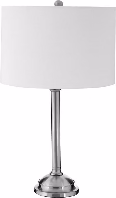 Fifty Five South Orsina Adjustable Height Polished Silver Metal Table Lamp with Cream Fabric Drum Shade
