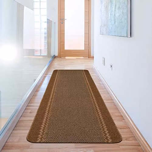 THE RUGS Machine Washable Non-Slip Rectangular Area Rug with Bordered Design in Brown, W/D: 80 x 50 cm – 2