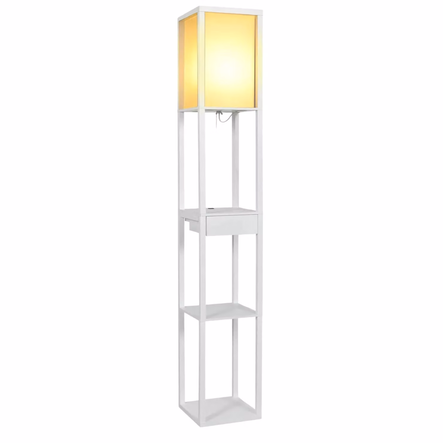 Rafaelo Mobilia Modern White Floor Lamp with 3 Shelves and USB Ports – 2