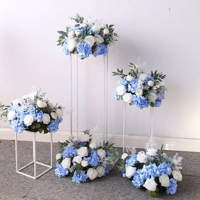 EONLION White Metal Wedding Flower Stand, W/D/H: 21 x 21 x 40 cm
