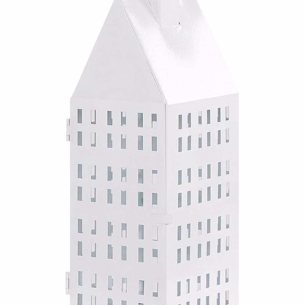 Wyld and Coco Aura House Lantern in White Metal and Glass, Height: 40 cm – 2