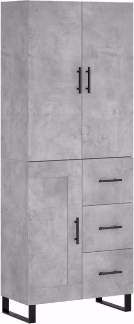 Berkfield Home Highboard in Concrete Grey, W: 69.5 cm, D: 34 cm, H: 180 cm – 1