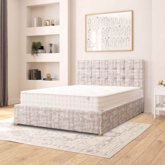 Aspire Sinatra Upholstered Fabric Ottoman Storage Bed in Grey, W/D/H: 180 x 200 cm