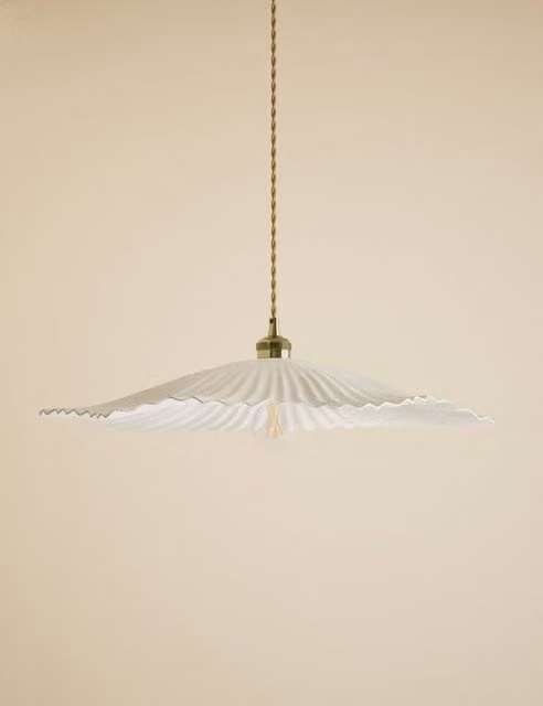 M&S White Papier Mache Stingray Effect Suspended Pendant Light
