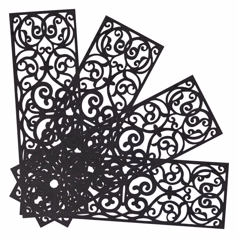 FLAVORA Set of 4 Non-Slip Black Rubber Outdoor Stair Treads, W: 1000 cm, D: 52 cm – 3