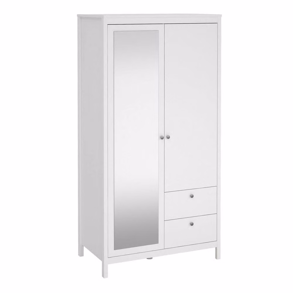 Wyld Haus Gossmere 2 Door Wardrobe with Mirror and 2 Internal Drawers in White Hickory – 2