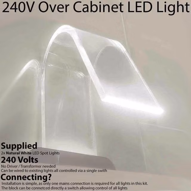 Loops 2x Over Cabinet LED Bathroom Make Up Lamp with Curved Glass in Chrome and White – 1