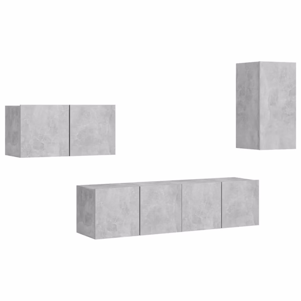 Berkfield Home 4 Piece Modern Wall Mounted TV Cabinet Set in Concrete Grey MDF – 2