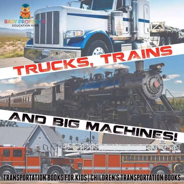 Baby Professor Trucks, Trains & Big Machines Transportation Books for Kids, White and Multicolour