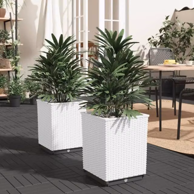 Berkfield Home White Polypropylene Planter Tub, 2 Pack, W/D/H: 30 x 30 x 37 cm – 1