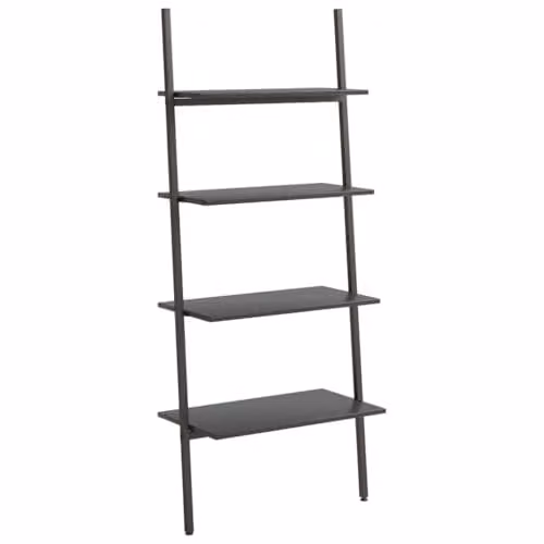 vidaXL 4-Tier Modern Leaning Ladder Shelf in Black, W: 64 cm, D: 34 cm, H: 150.5 cm – 1