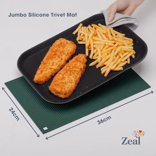 Zeal Silicone Rectangular Trivet Mat in Green, W: 36 cm, D: 24 cm – 2