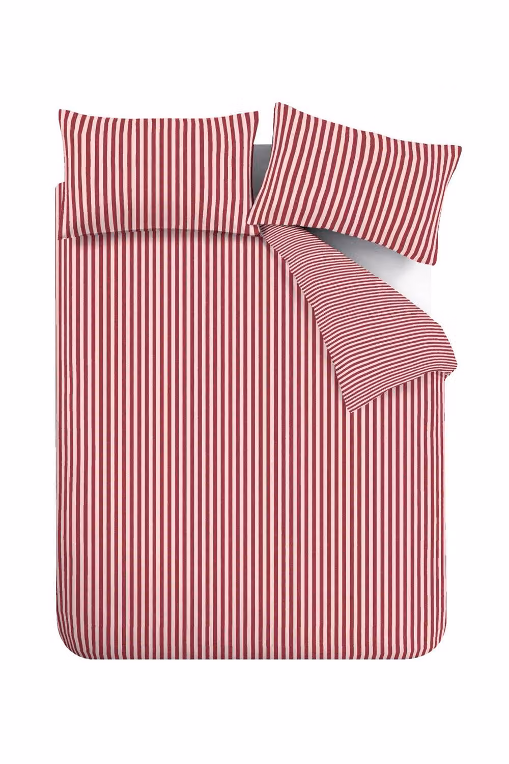Catherine Lansfield Epping Reversible Textured Stripe Duvet Cover and Pillowcase Set, Burgundy, W/H: 180 x 200 cm, Pillowcases: 50 x 75 cm – 4