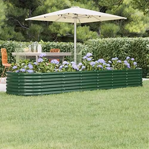 vidaXL Green Galvanised Steel Garden Raised Bed W: 296 cm, D: 80 cm, H: 36 cm – 2