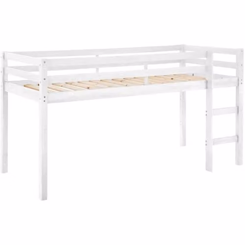 Alpi White Mid-Height Childrens Midsleeper Bed in Solid Wood W/D/H: 190 x 90 x 111.01 cm