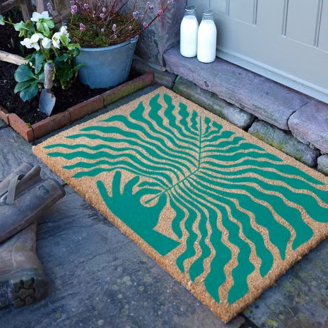 Artsy Mats Elizabeth Olwen Hand Leaf Coir Doormat in Brown, W: 90 cm, D: 60 cm – 1