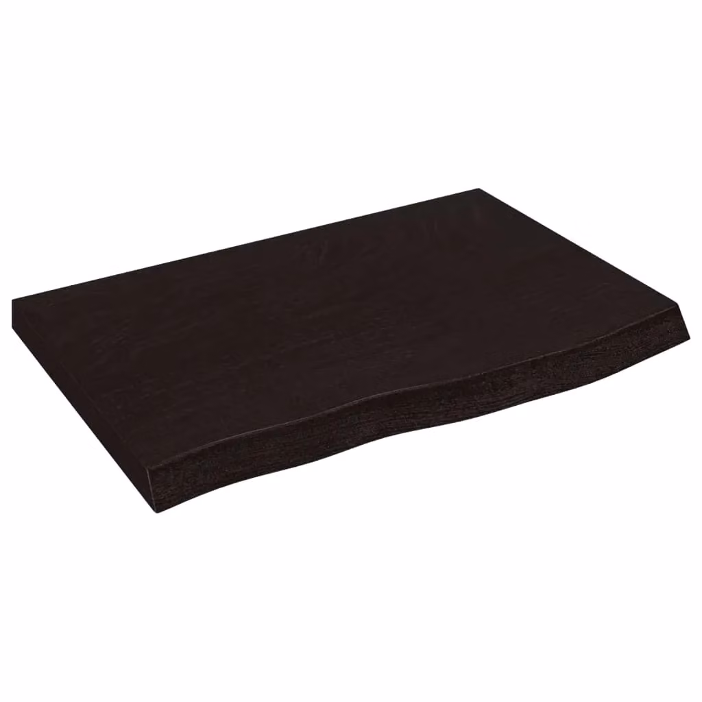 Berkfield Home Bathroom Countertop, Treated Solid Wood with Live Edge, Dark Brown and Grey, W: 60 cm, D: 40 cm, H: 2-6 cm – 2