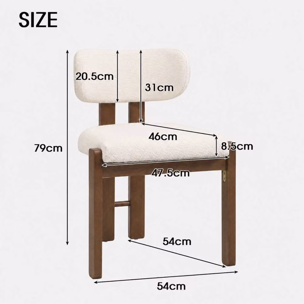 Rolipo Set of 4 Modern Solid Wood Dining Chairs in Walnut Finish with Brown and Beige Boucle Fabric – 6