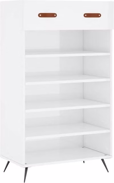 Berkfield Home High Gloss White Shoe Cabinet W: 60 cm, D: 35 cm, H: 105 cm