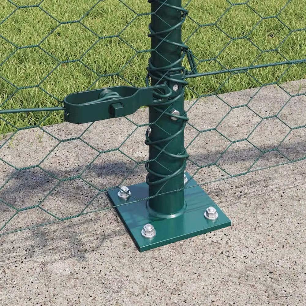 Berkfield Home Green Powder-Coated Steel Hexagon Fence, H: 0.4 m x L: 100 m – 3