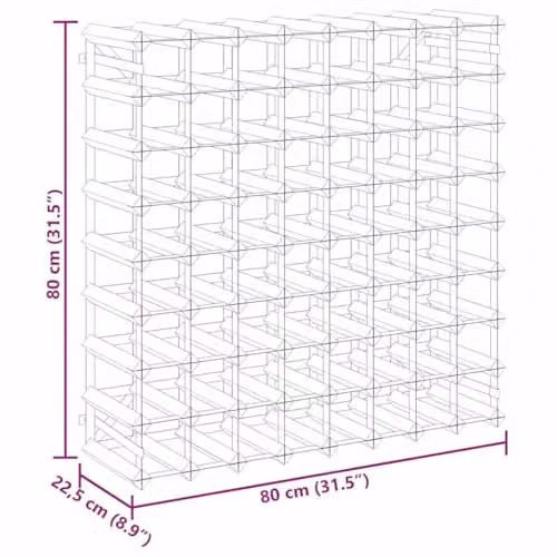 vidaXL Brown Solid Pine Wood Wine Rack for 72 Bottles, W/D/H: 80 x 22.5 x 80 cm – 3
