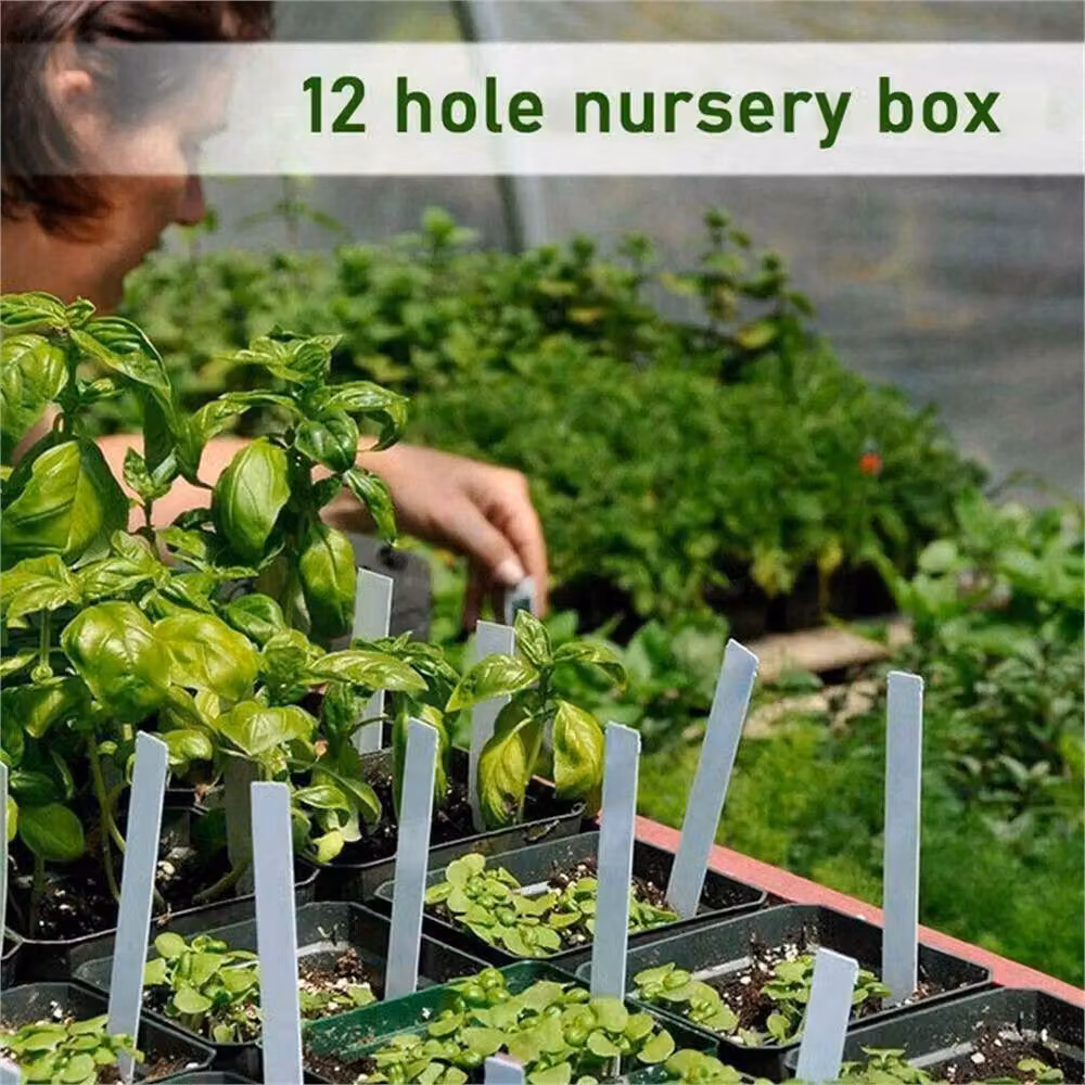 VOGREX 10-Piece Green Plastic Seed Starter Trays with 12 Holes for Plant Germination – 5