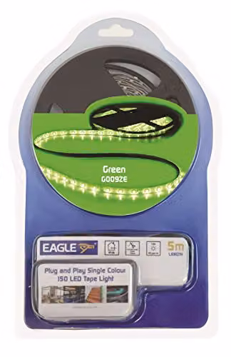 Eagle 12V Single Colour Green LED Tape Light Kit 5M with Power Supply