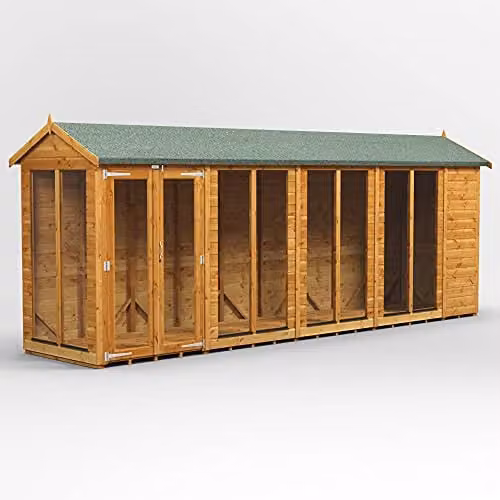 Powersheds Premium Apex Wooden Summer House Shed in Brown with Security Features and PVC Window Sills