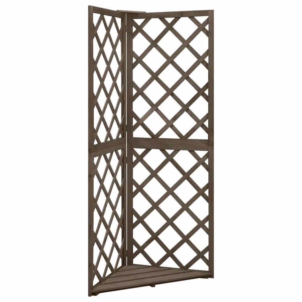 Berkfield Home Grey Corner Trellis Support made from Solid Wood, W/D/H: 50 x 50 x 145 cm – 2