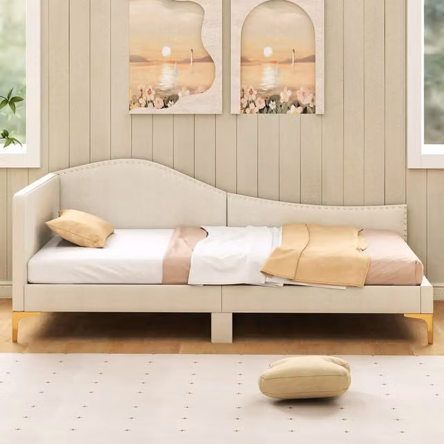 Costway Single Size Upholstered Daybed in White