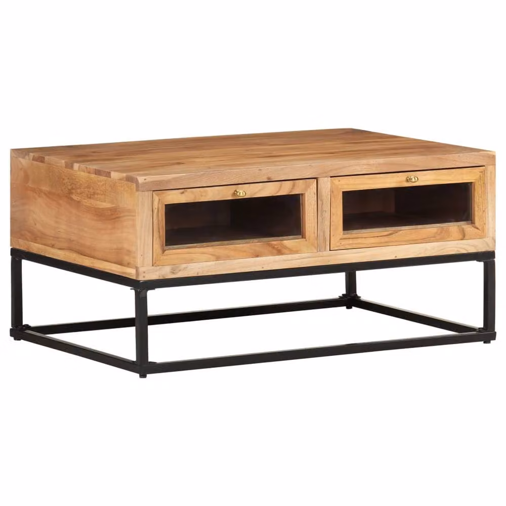 Berkfield Home Beautiful Coffee Table in Brown Solid Acacia Wood W/D/H: 90 x 60 x 40 cm – 2