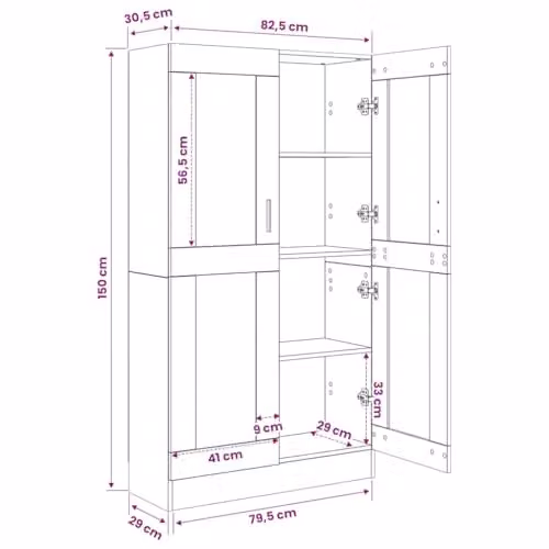 vidaXL Book Cabinet in Smoked Oak, W/D/H: 82.5 x 30.5 x 150 cm – 2