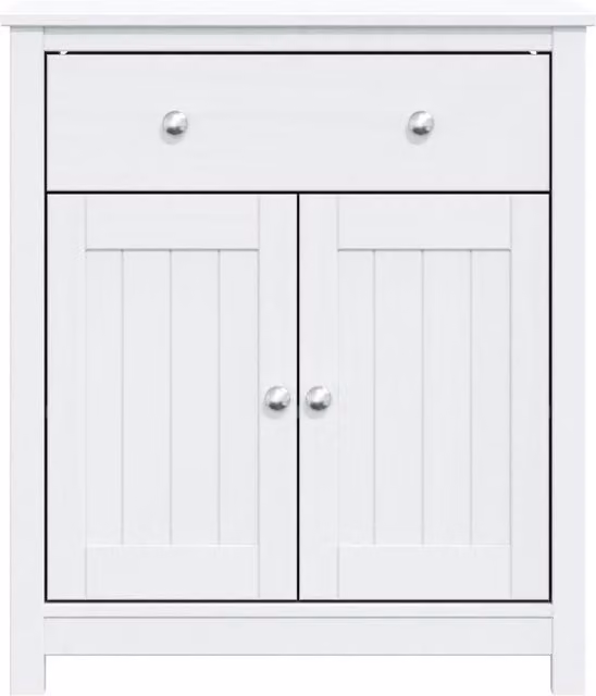 Berkfield Home Beautiful White Solid Wood Pine Bathroom Cabinet W/D/H: 69.5 x 34 x 80 cm
