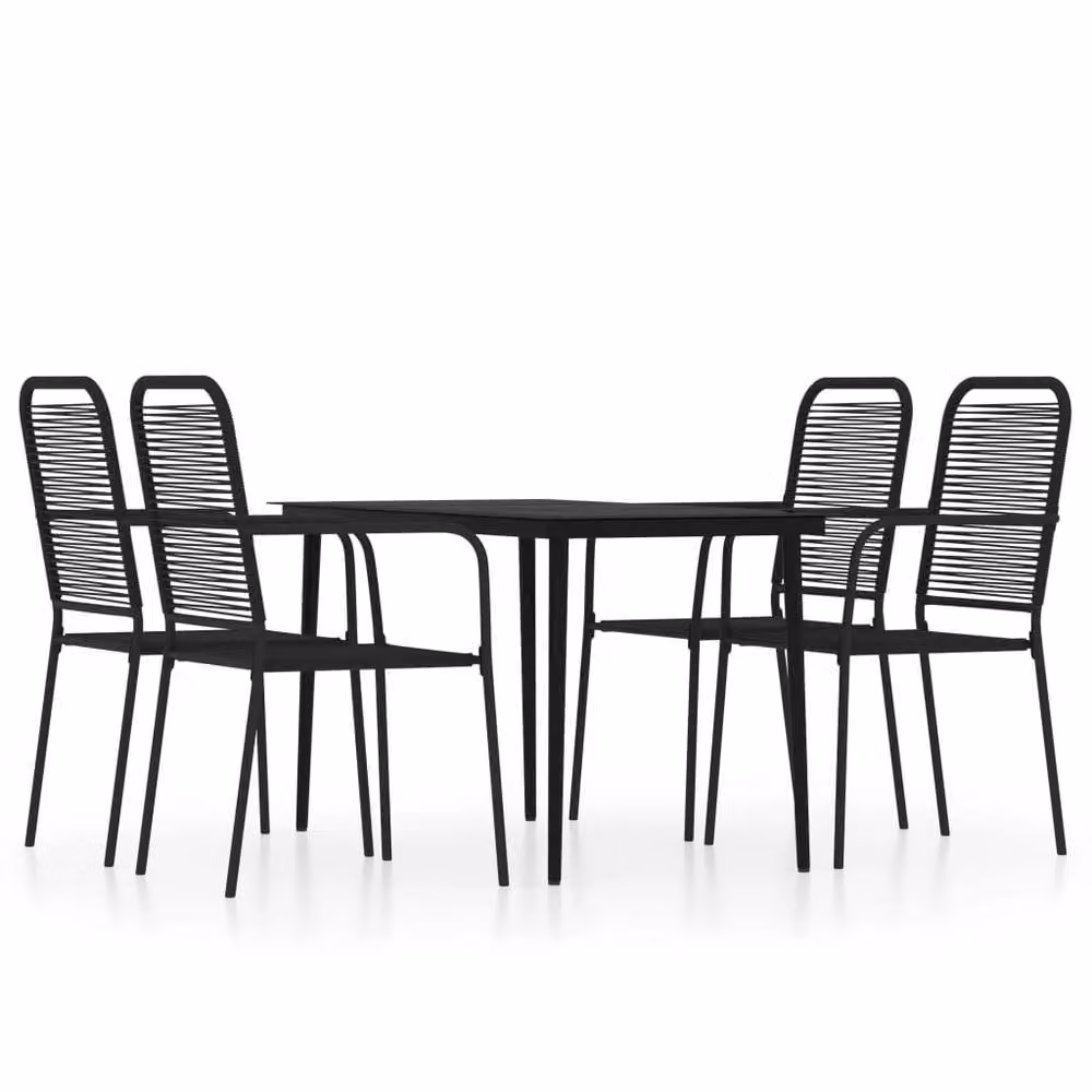 Berkfield Home Elegant 5 Piece Garden Dining Set in Black Metal and Glass – 2