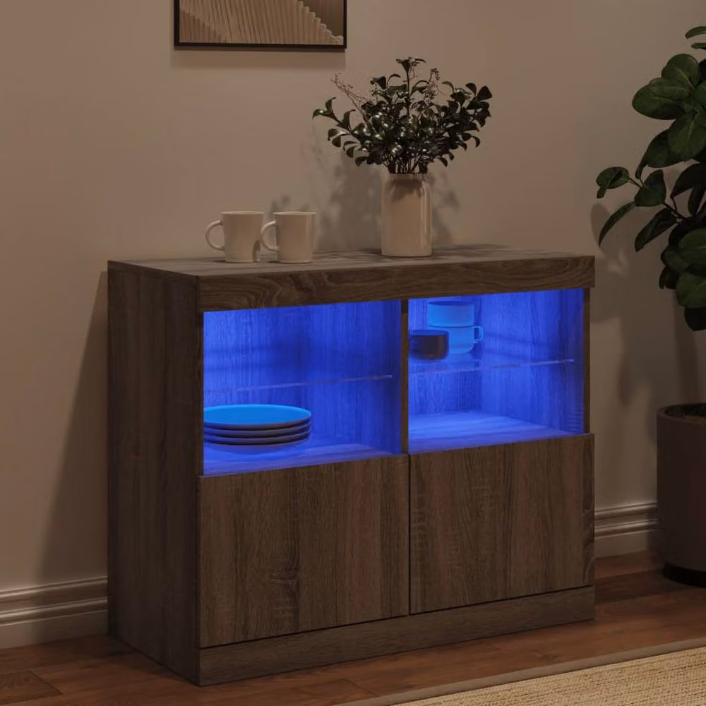 Berkfield Home Modern Grey Sonoma Sideboard with Integrated LED Lights, W/D/H: 81 x 37 x 67 cm – 3