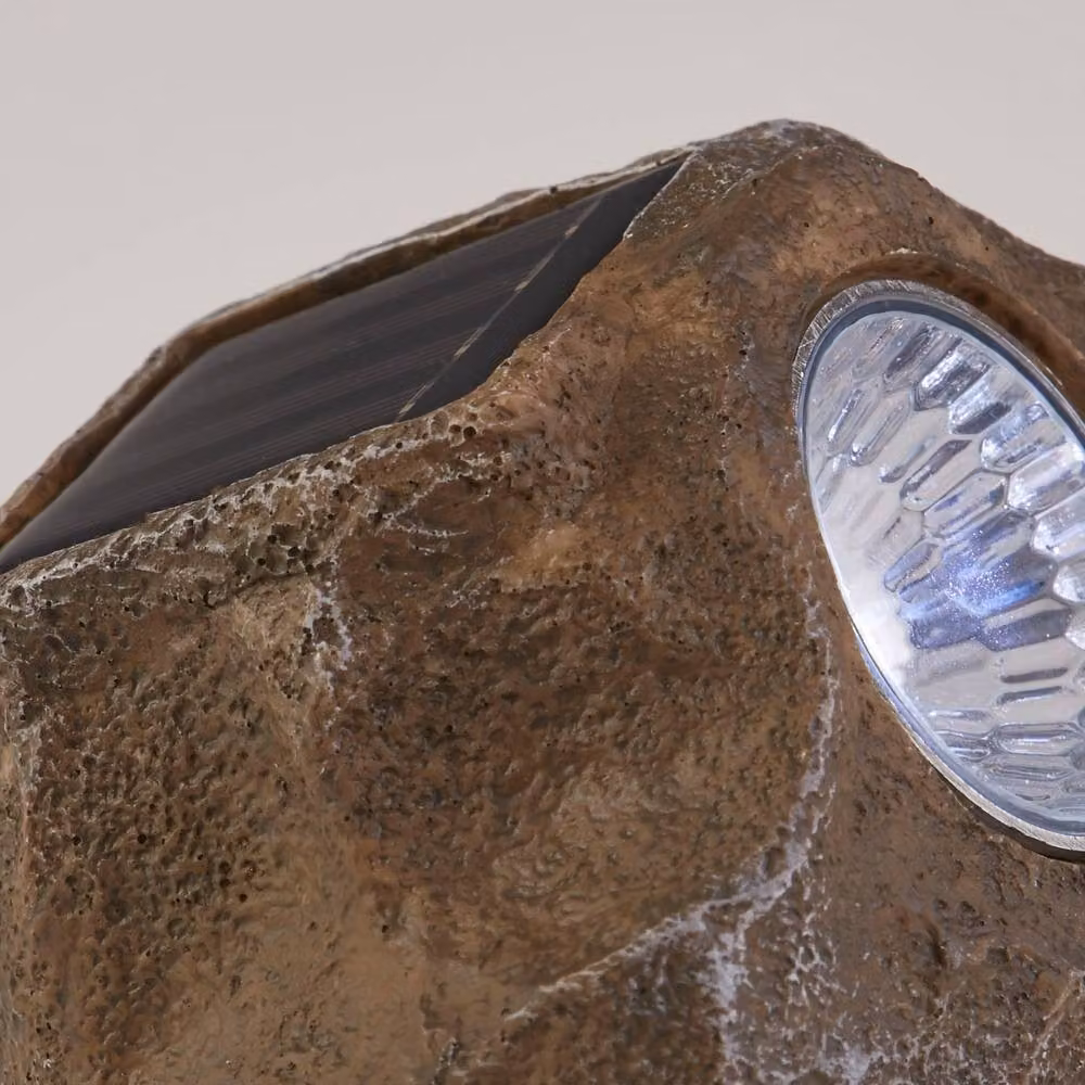 Lighting Collection TerraBeam Solar LED Outdoor Rock Lights in Brown – 4