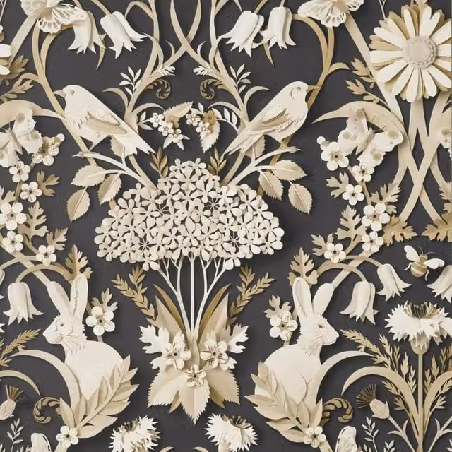 Fine Décor Woodland Botanical Wallpaper in Grey and Anthracite – 1