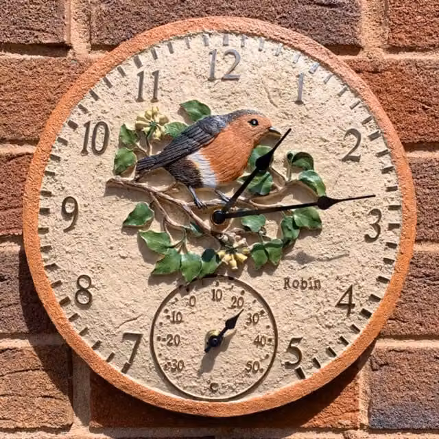 Marco Paul Robin Analog Wall Clock with Thermometer in Beige, Diameter: 30 cm – 1